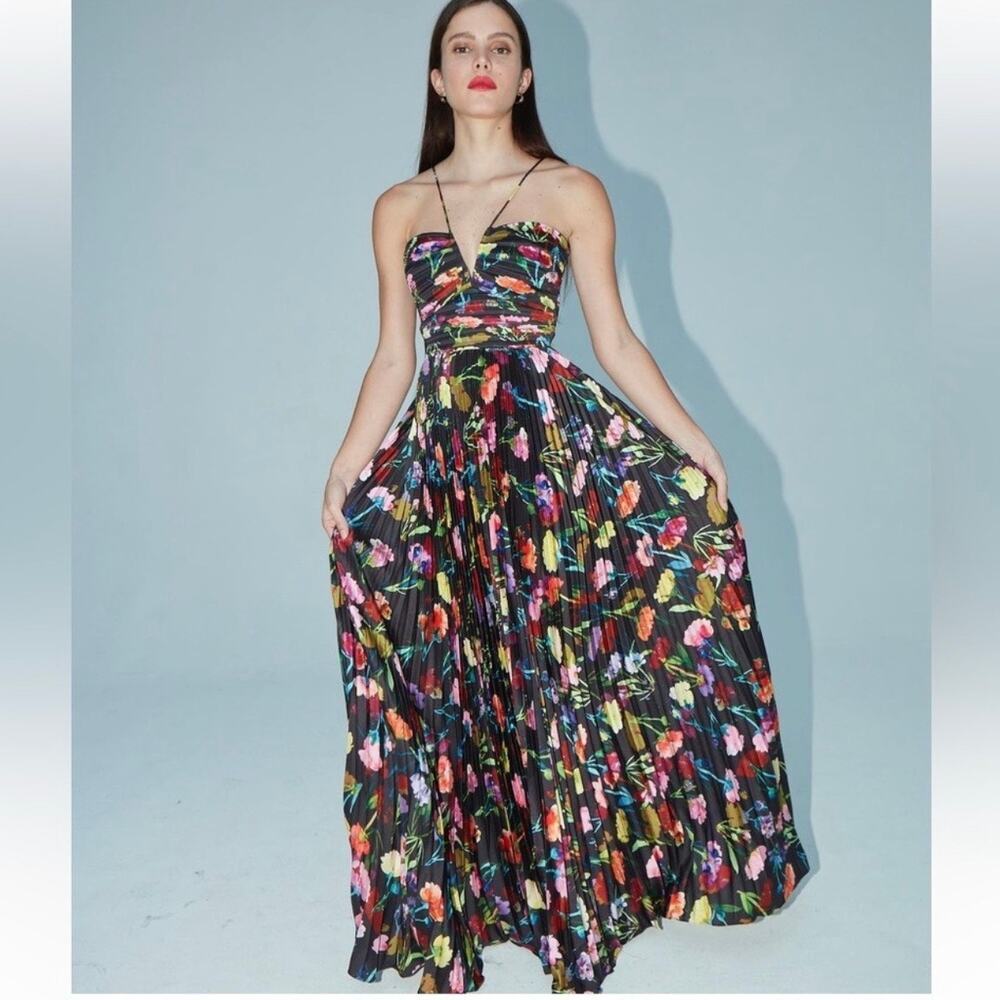Aiifos Adriana pleated floral Gown Size 6 - Picture 2 of 10